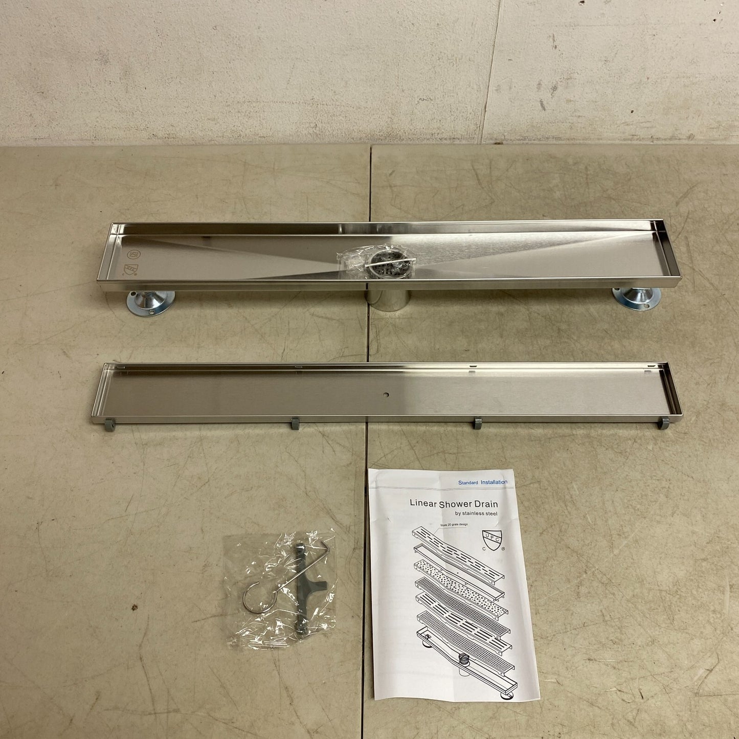 Signature Hardware 24" COHEN LINEAR TILE IN SHOWER DRAIN BRUSHED STAINLESS STEEL