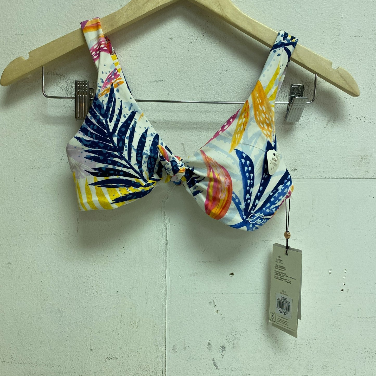 Calia Women's Tie Front Bikini Top Watercolor Palms Multi Floral WSA22200PRT