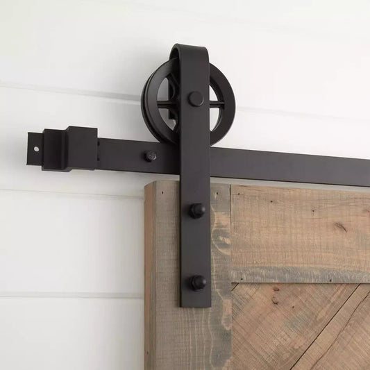 Signature Hardware BARN DOOR HARDWARE KIT 60" RAIL - BLACK