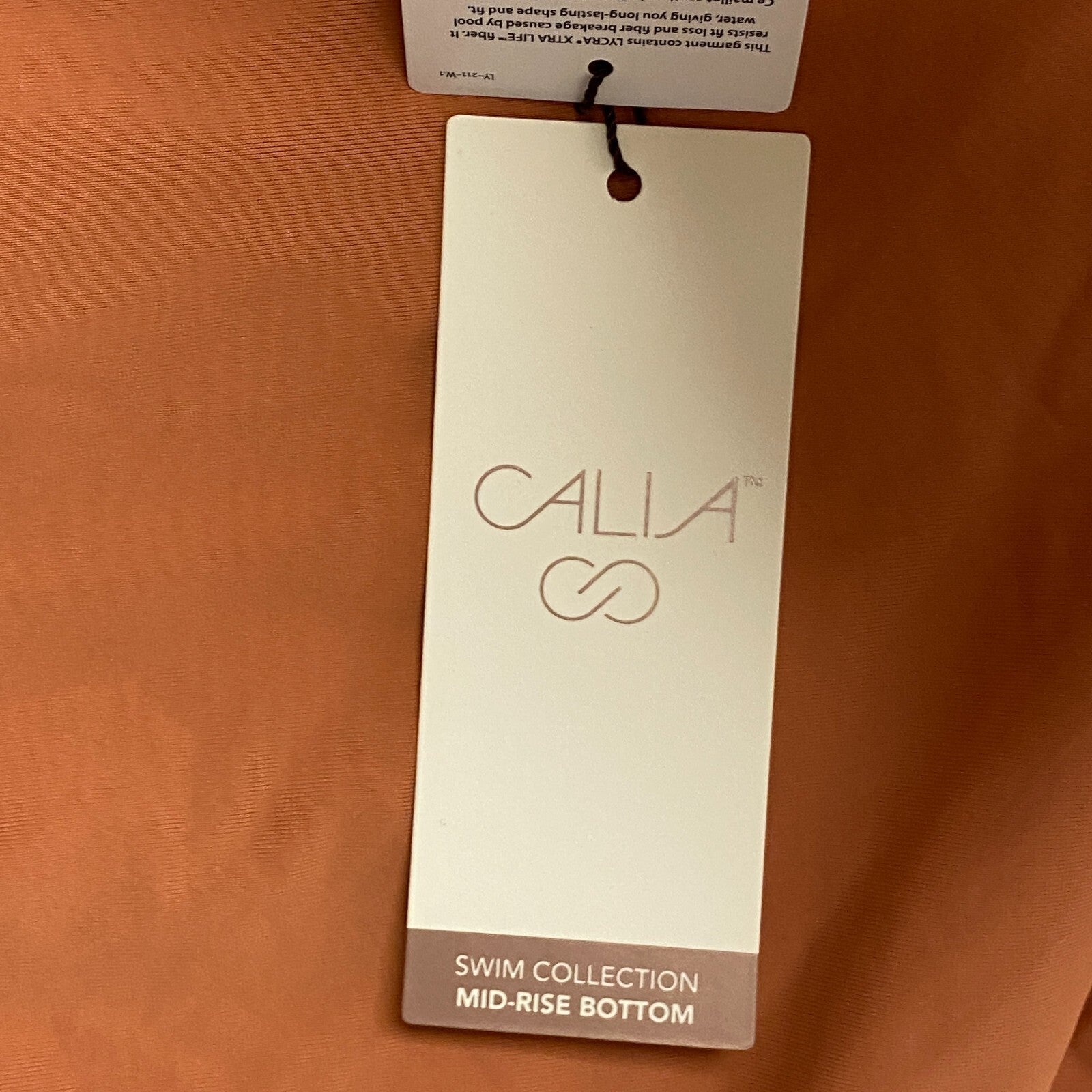 Calia Women's Swim Collection Mid Rise Ruched Side Bottom Apricot Aura WSA23402