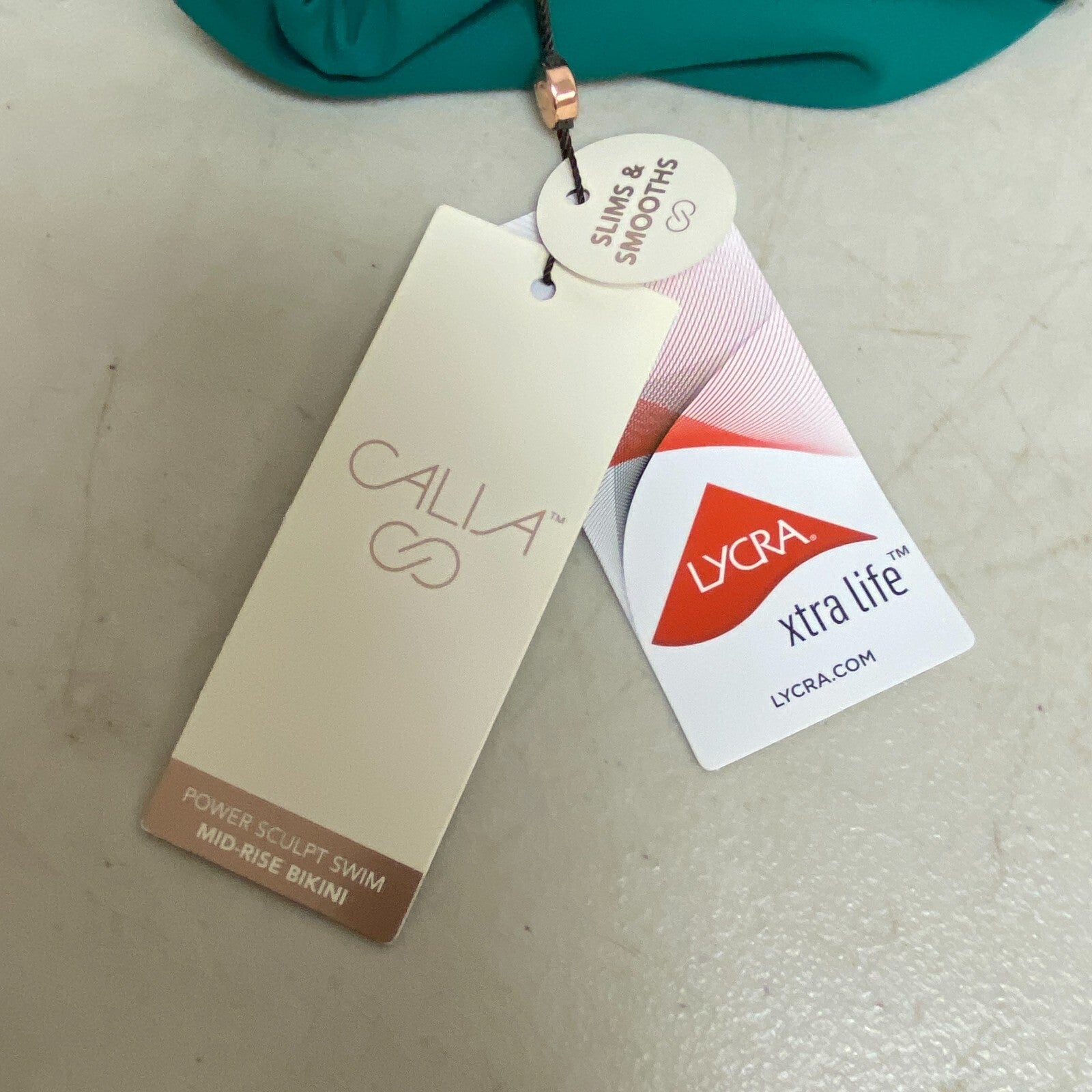 CÙALIA Power Sculpt Mid Rise Swim Bottoms Watermelon Green Solid WSA22409