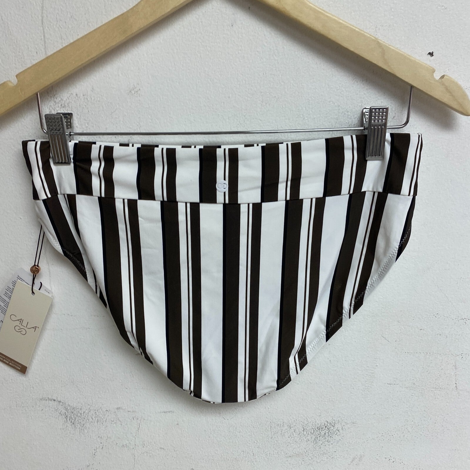 Calia Women's Wide Banded High Leg Swim Bottoms Variegated Stripe WSA23414PRT