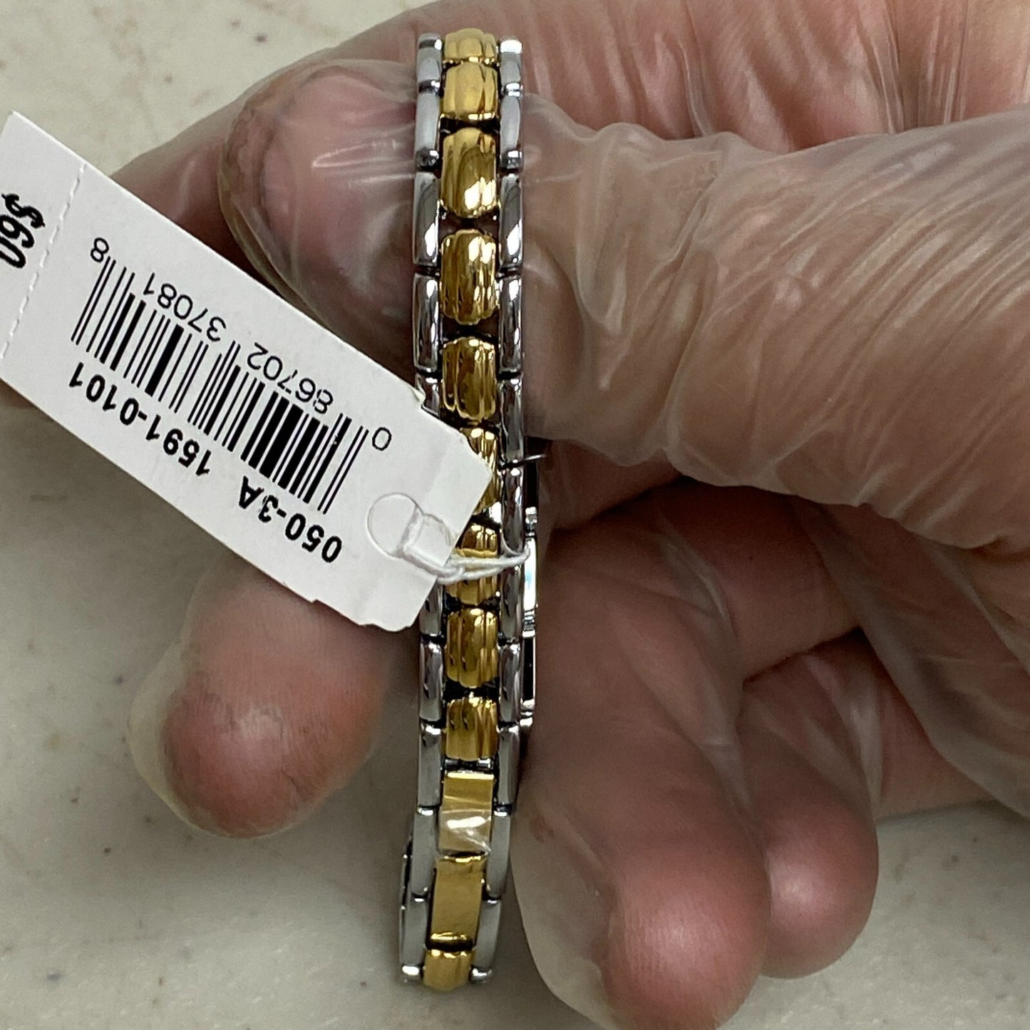 Armitron Watch Women Gold Silver Two Tone Faceted Bezel New Battery 6.5" J1134