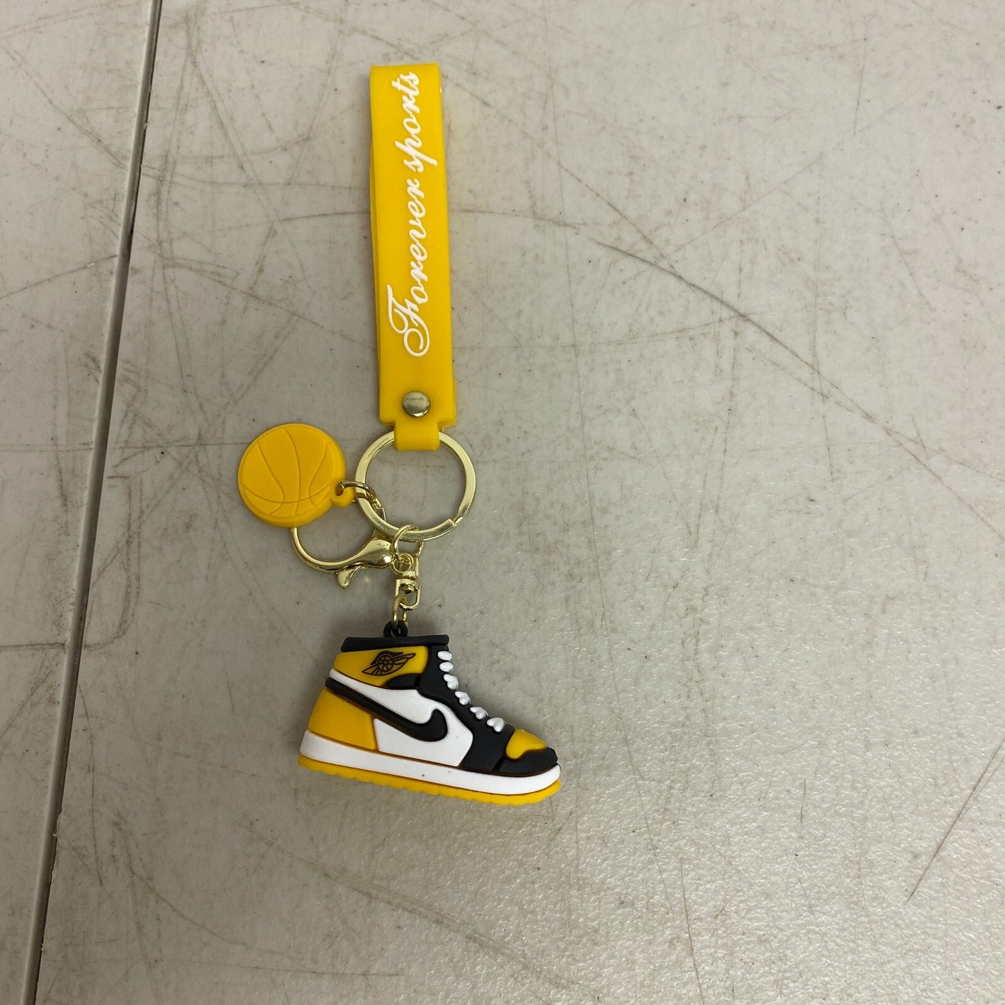 Assorted Silicone Air Jordan Sneaker Shoe 1 High Yellow and Black Keychain