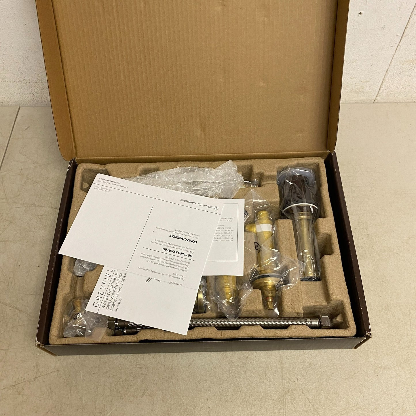 Signature Hardware Greyfield Widespread Bathroom Faucet - Aged Brass