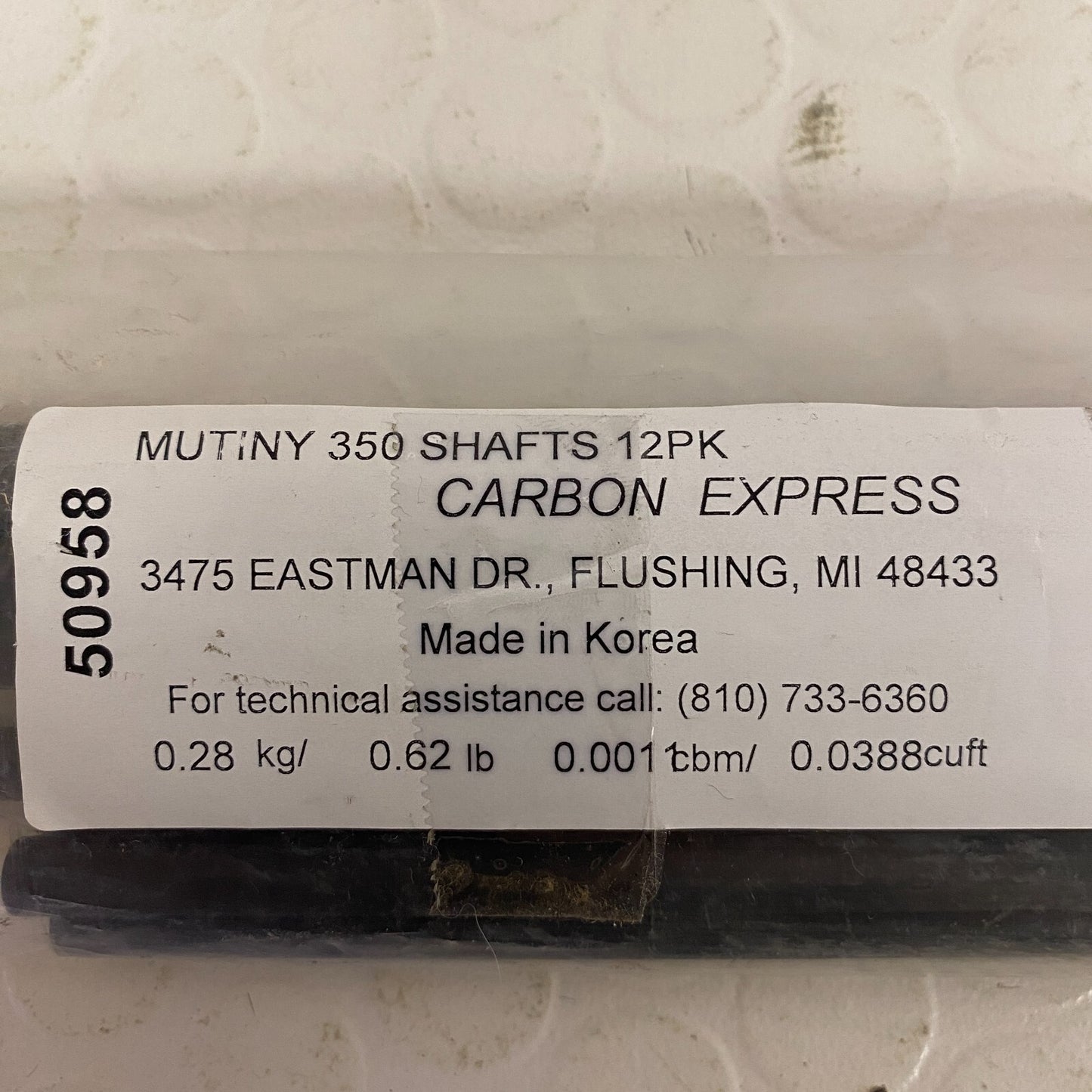 Carbon Express Mutiny Arrow Shaft Size 350 Carbon 12 Pack