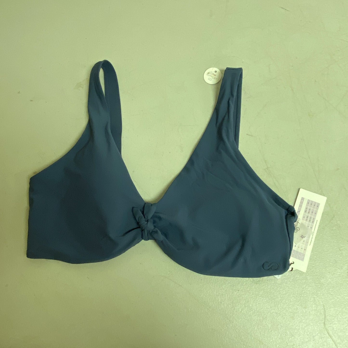 Calia Women's Swim Collection Low Support Tie Front Bikini Top Ardosia Slate New