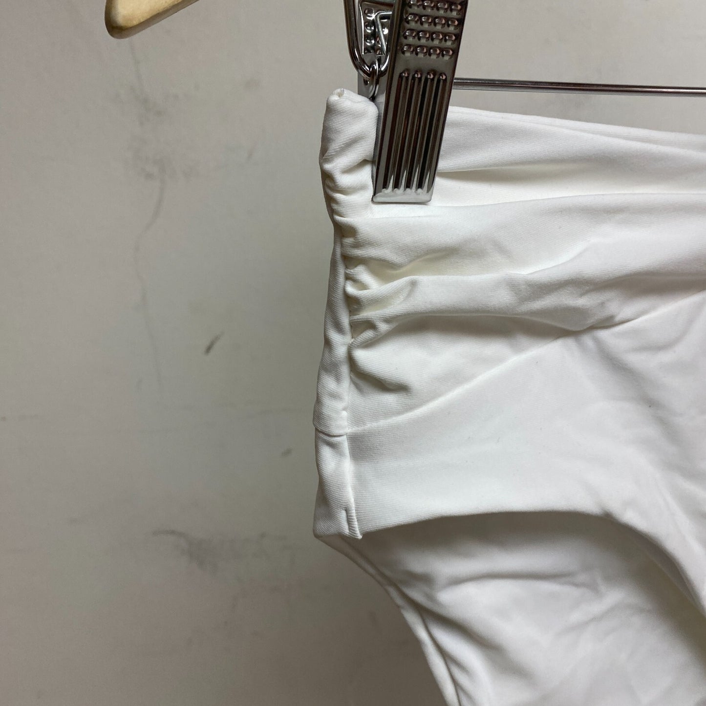 CALIA Women's Swim Collection High Rise Shirred V Front Bottom White WSA23407