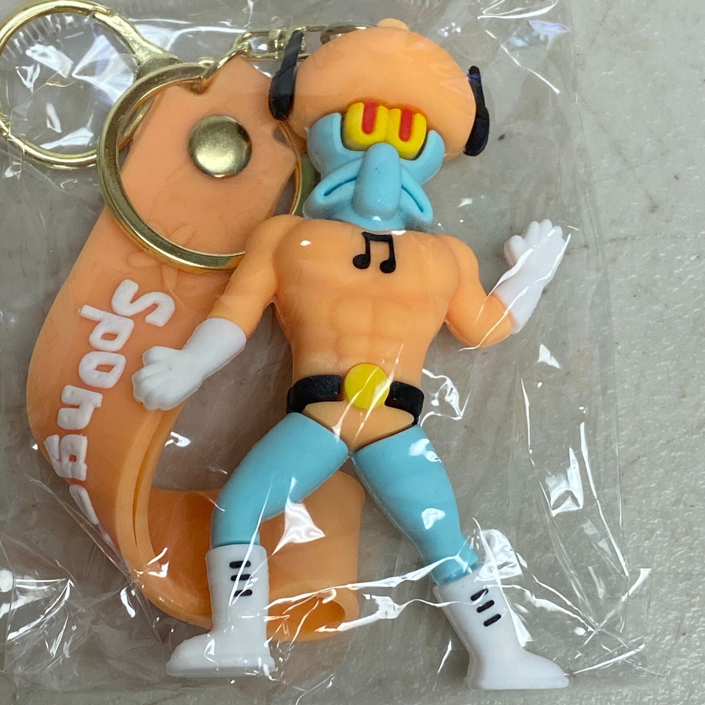 New Assorted Silicone SpongeBob SquarePants Keychain With Squidward Accessory