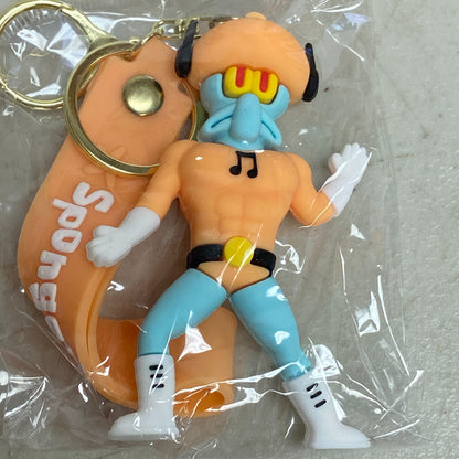 New Assorted Silicone SpongeBob SquarePants Keychain With Squidward Accessory