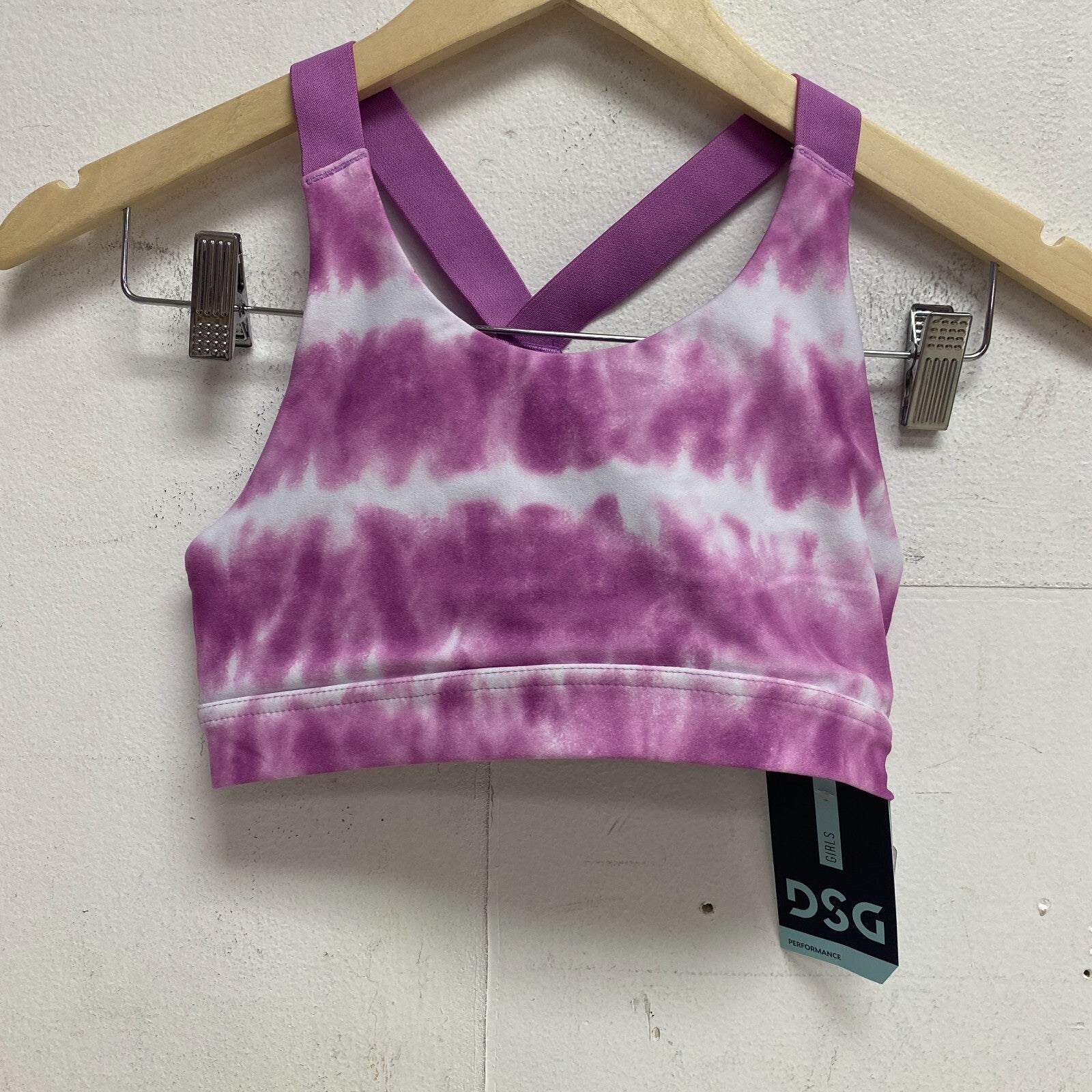 DSG Girls Performance Swim Aspire Bra Top PRT Stripe Dye Pink DAG11700PRTXG