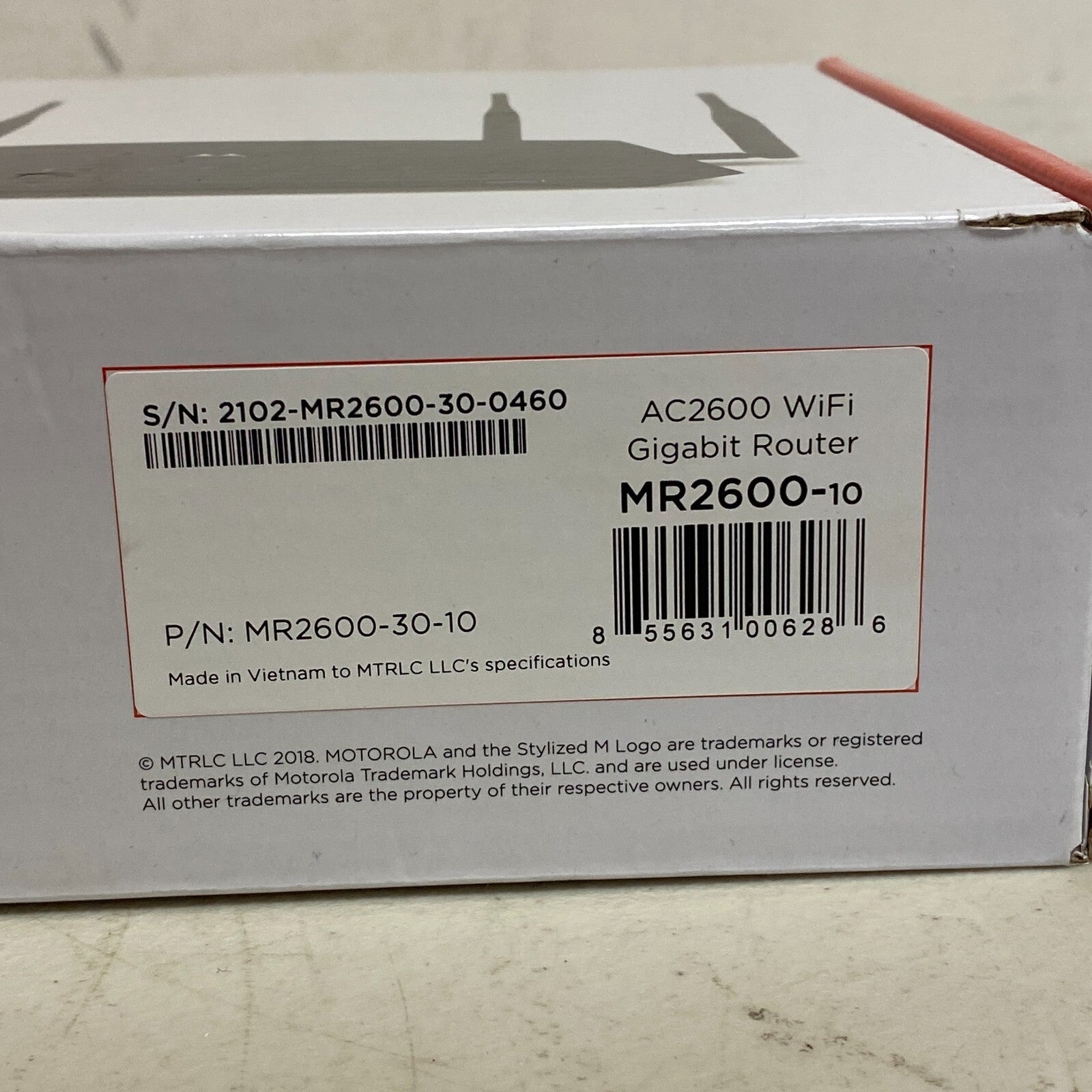 MOTOROLA AC2600 4x4 WiFi Smart Gigabit Router with Extended Range, Model MR2600