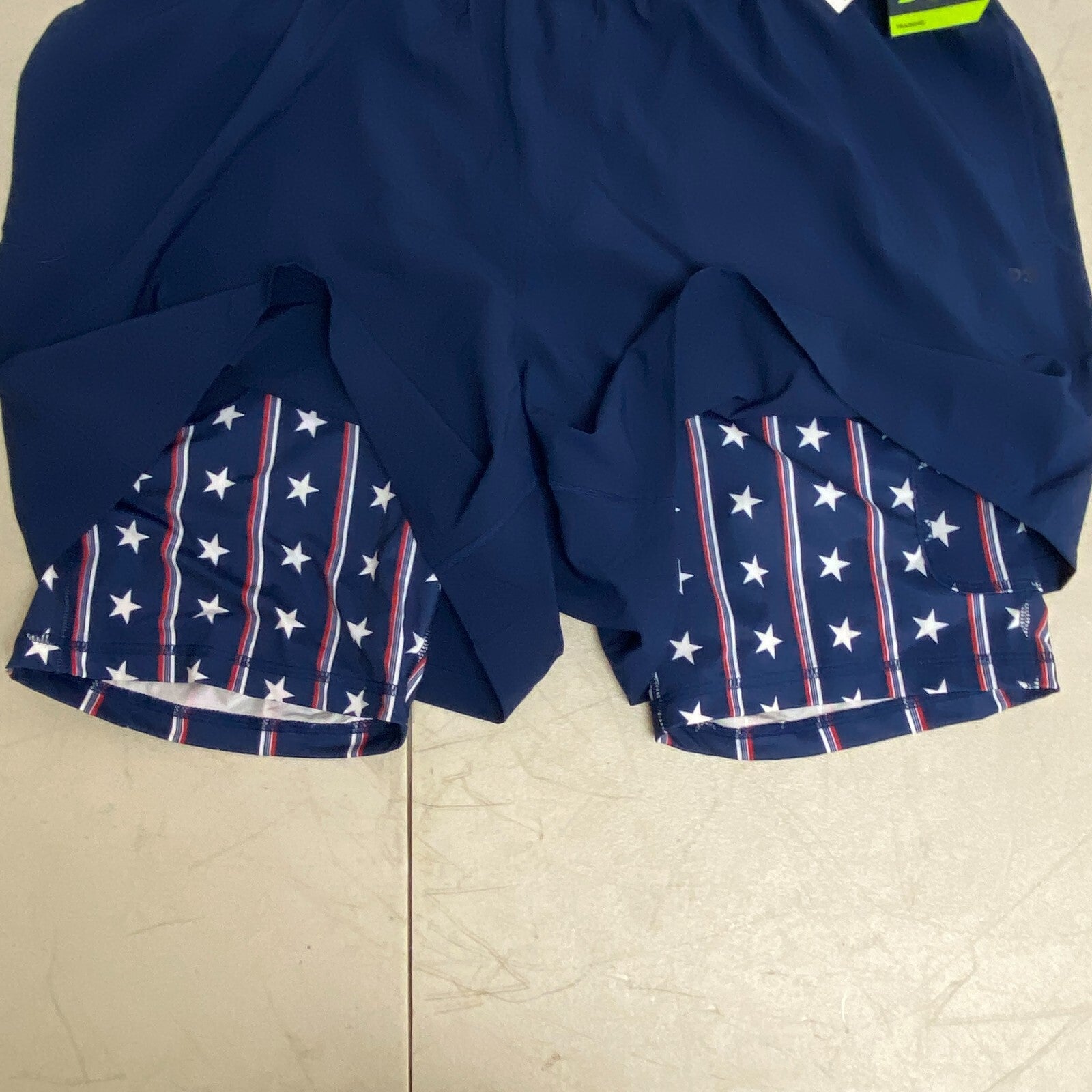 DSG Men's 5"inseam Athletic Fit 2-In-1 Agility Short Navy Americana Pinstripe