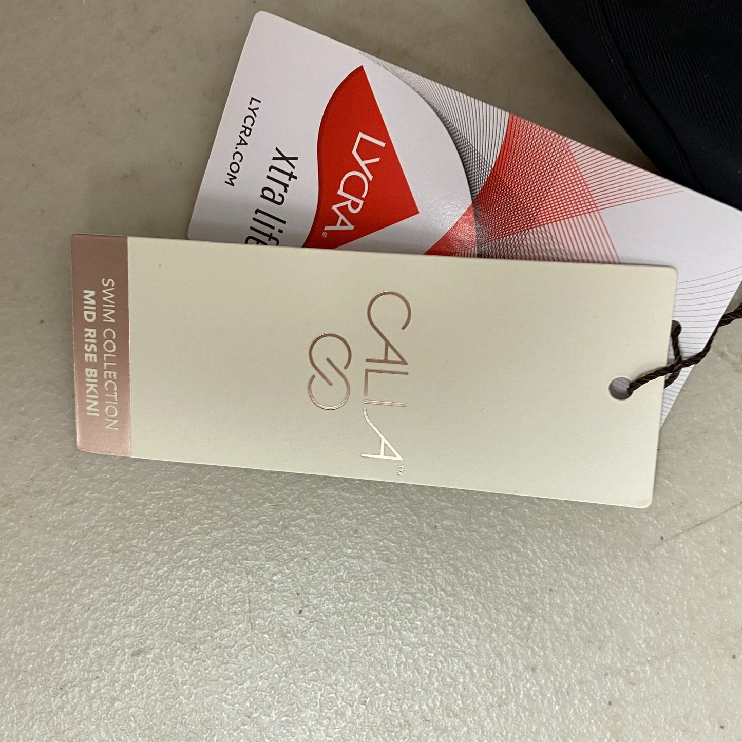 Calia Mid Rise Wide Band Swim Bottoms Pure Black Solid WSA20406