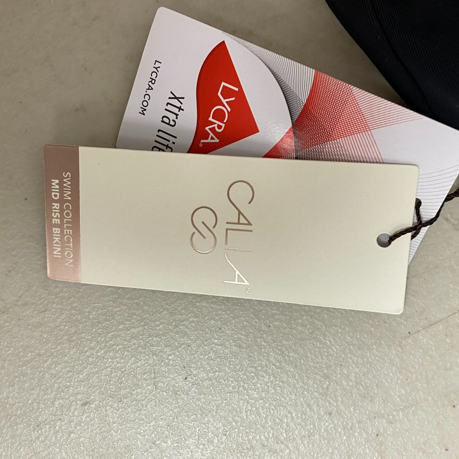 Calia Mid Rise Wide Band Swim Bottoms Pure Black Solid WSA20406