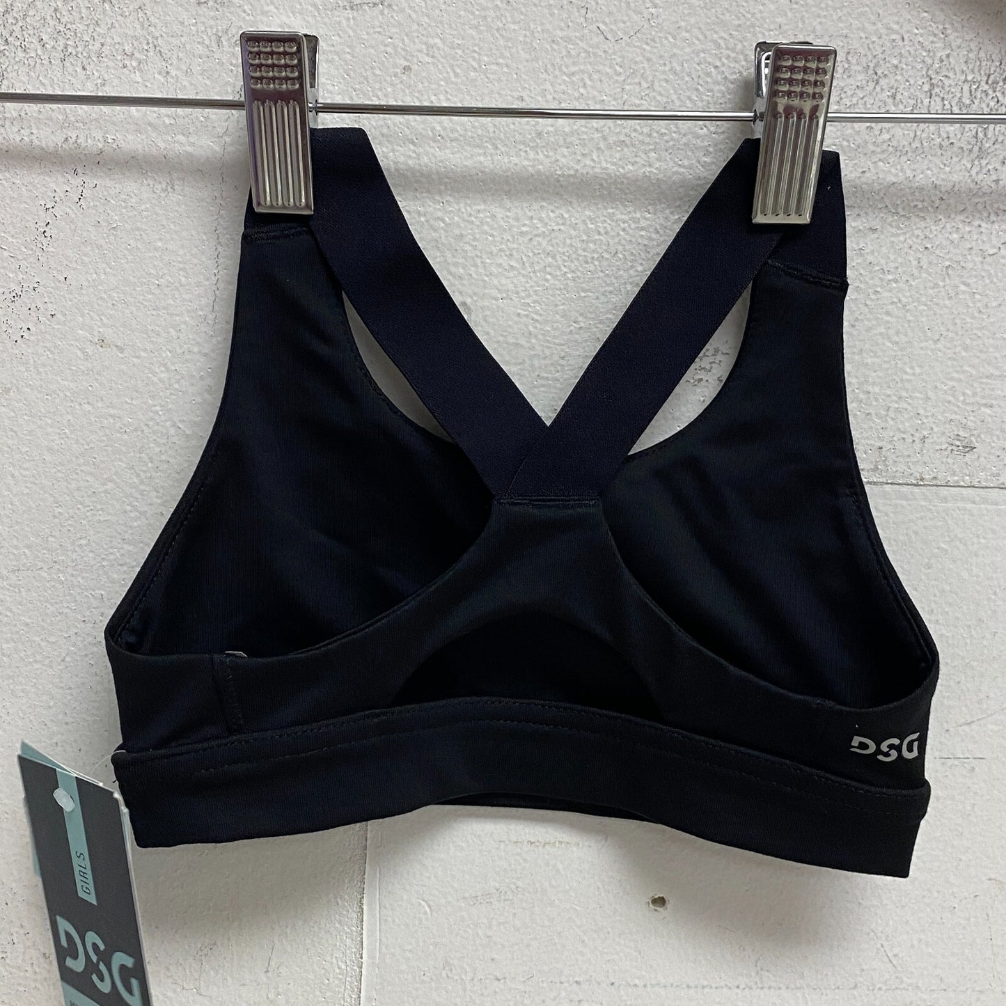 DSG Girls Performance Swim Aspire Bralette Top Halter Straps Pure Black DAG11700