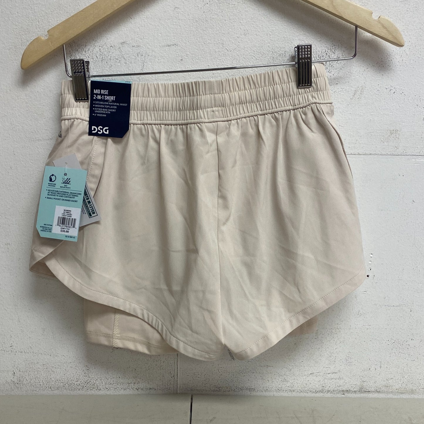 DSG Women's 6" Mid Rise 2 in 1 Bike Short woven Top Layer Light Sand DAW11193