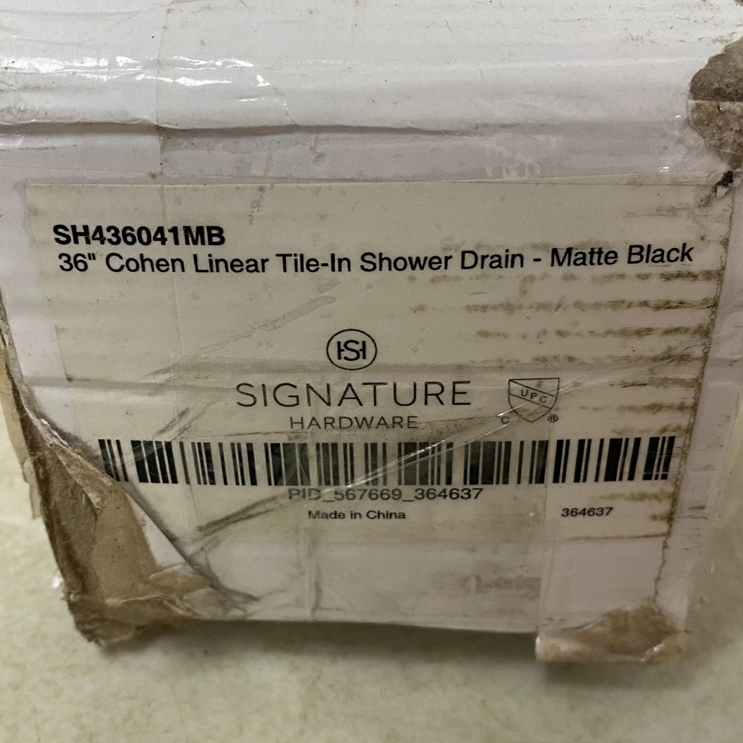Signature Hardware 36" Cohen Linear Tile-In Shower Drain  - Matte Black