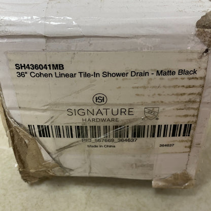 Signature Hardware 36" Cohen Linear Tile-In Shower Drain  - Matte Black