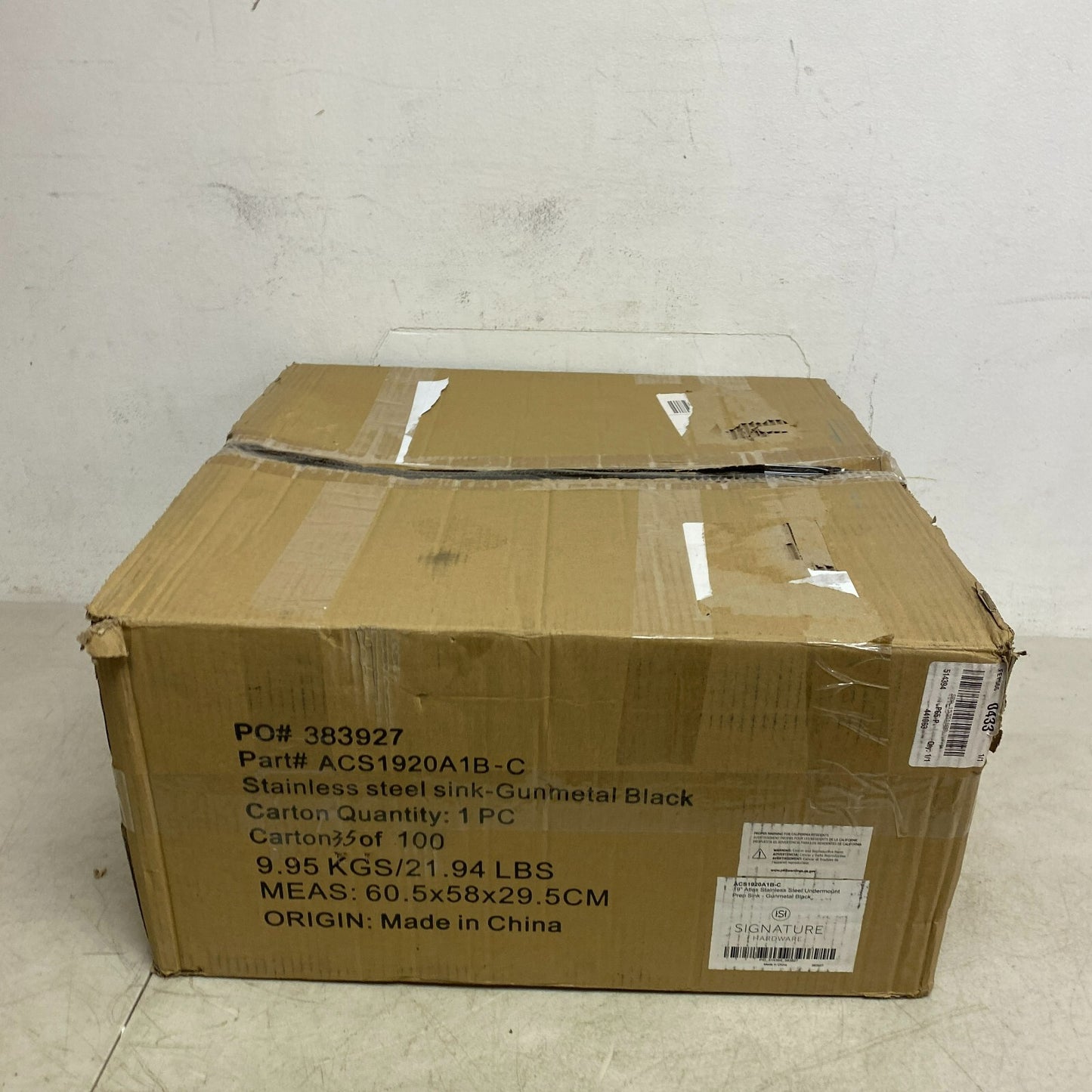 Signature Hardware 19" Atlas Stainless Steel Undermount Prep Sink - Gunmetal B,,