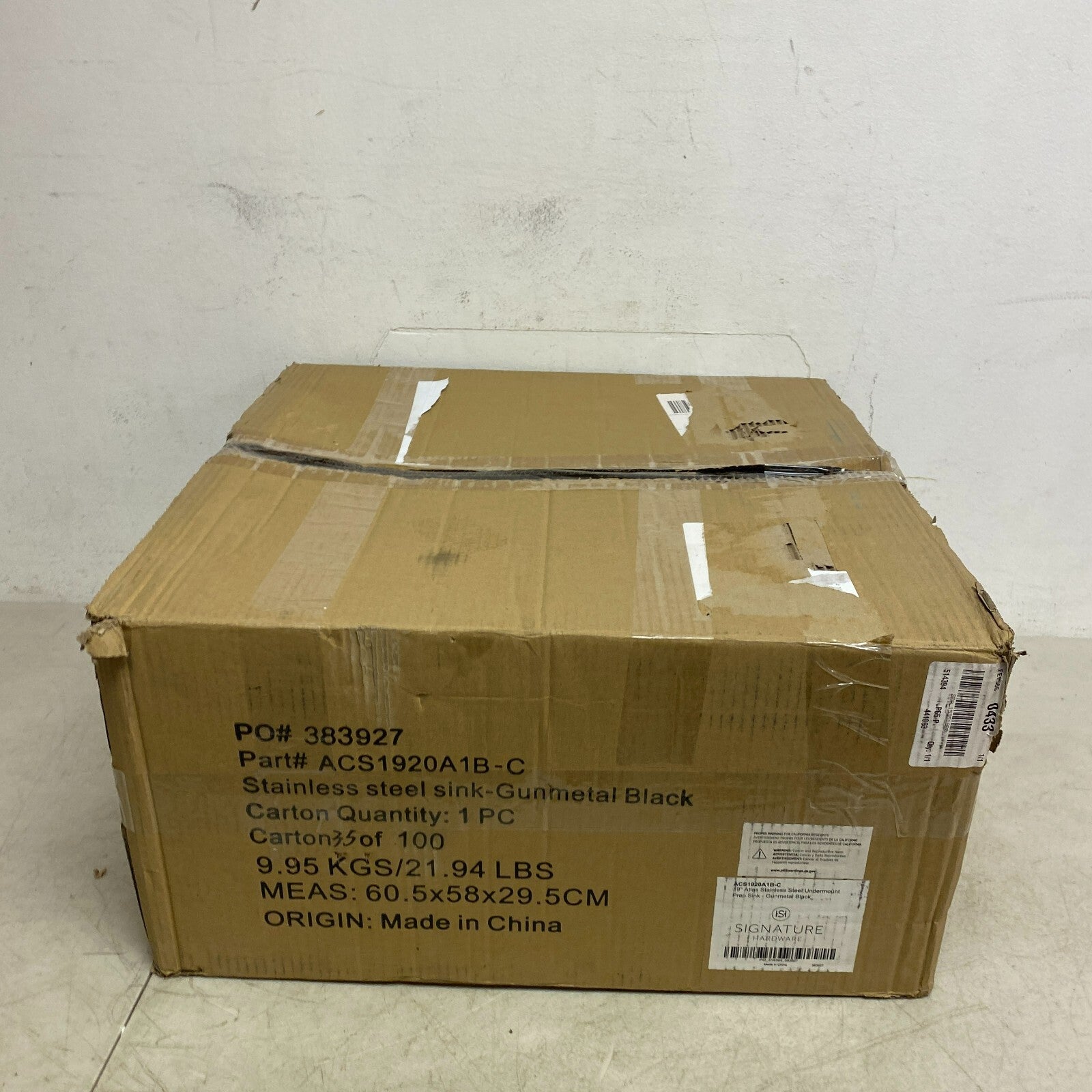 Signature Hardware 19" Atlas Stainless Steel Undermount Prep Sink - Gunmetal B,,