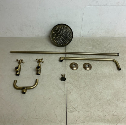 Signature Hardware Baudette Exposed Pipe Wall-Mount Shower with Rainfall Shower