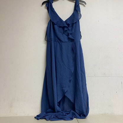 By & By Women's Casual Sheath V-Neck Ruffle Dress Size Large Color: Denim
