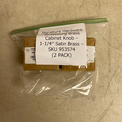 Signature Hardware Strasbourg Brass Cabinet Knob 1‑1/4″ Satin Brass (2 Pack)