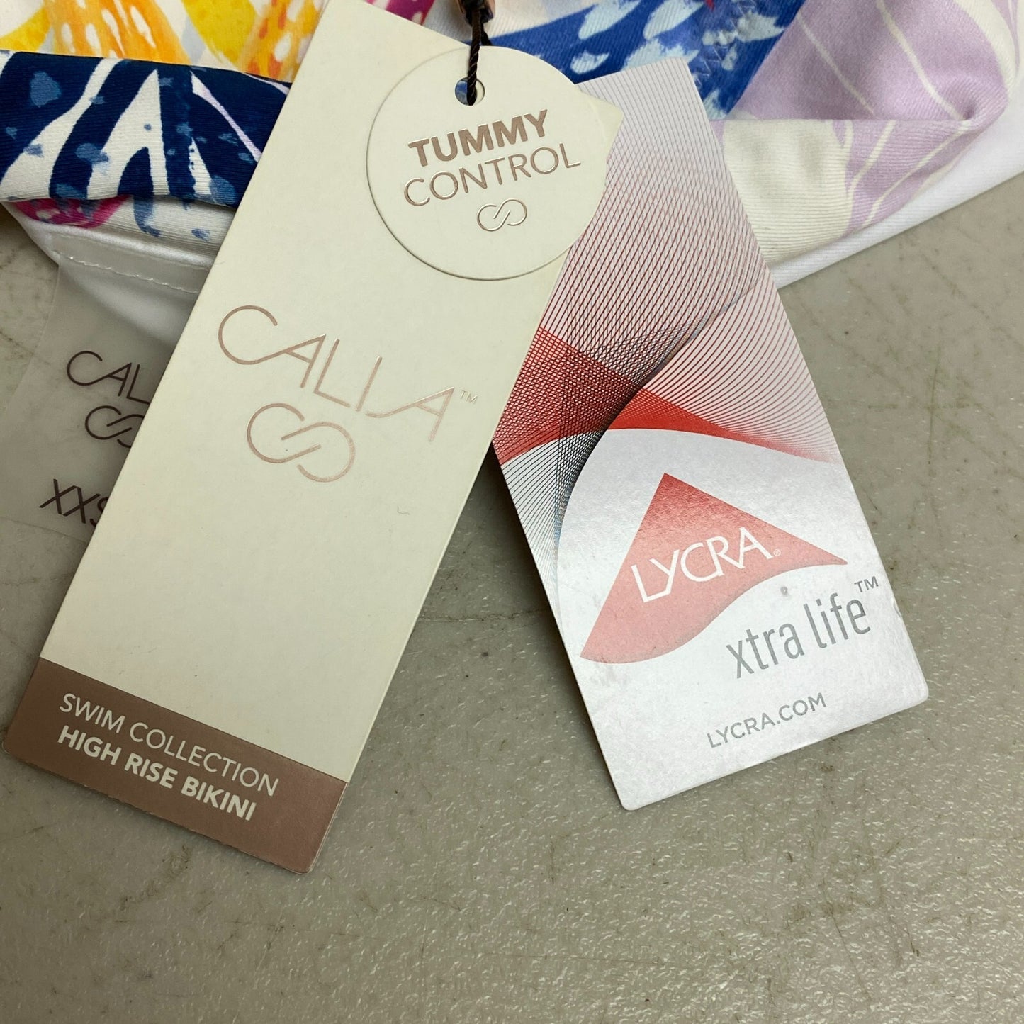 Calia Womens HR Twist Front Bottom bikini Watercolor Palms Multi  WSA22401PRT