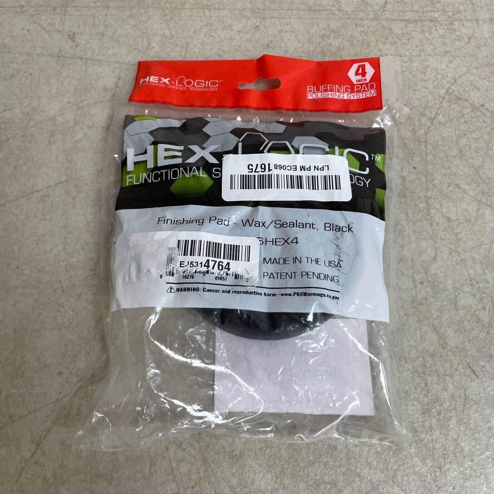 Chemical Guys Hex-Logic 4" Black Finishing Pad Hook-&-Loop BUFX_106HEX4