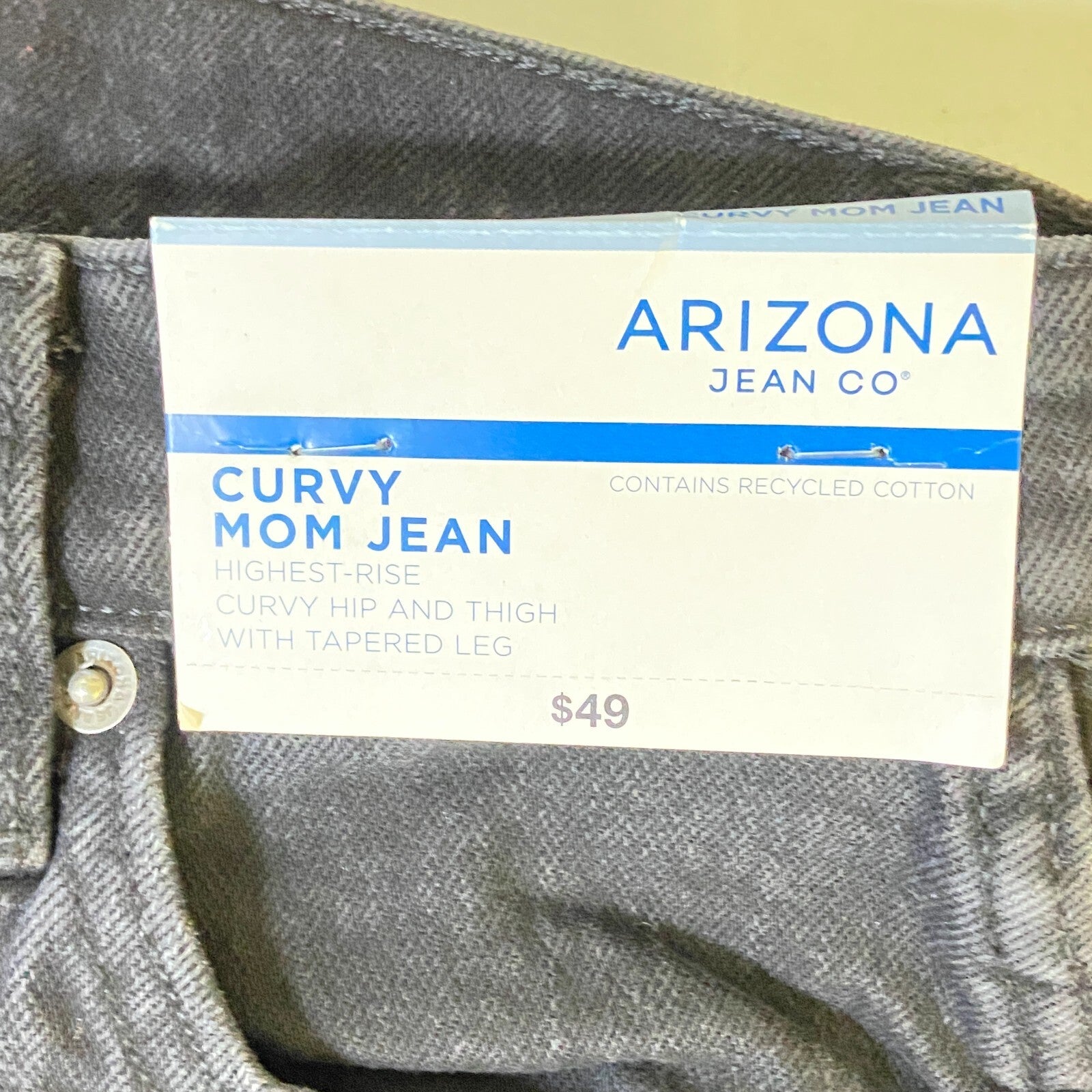 Arizona Curvy Mom Straight Ankle Fit Leg Jeans Women's Size 3 Color Black *NWT