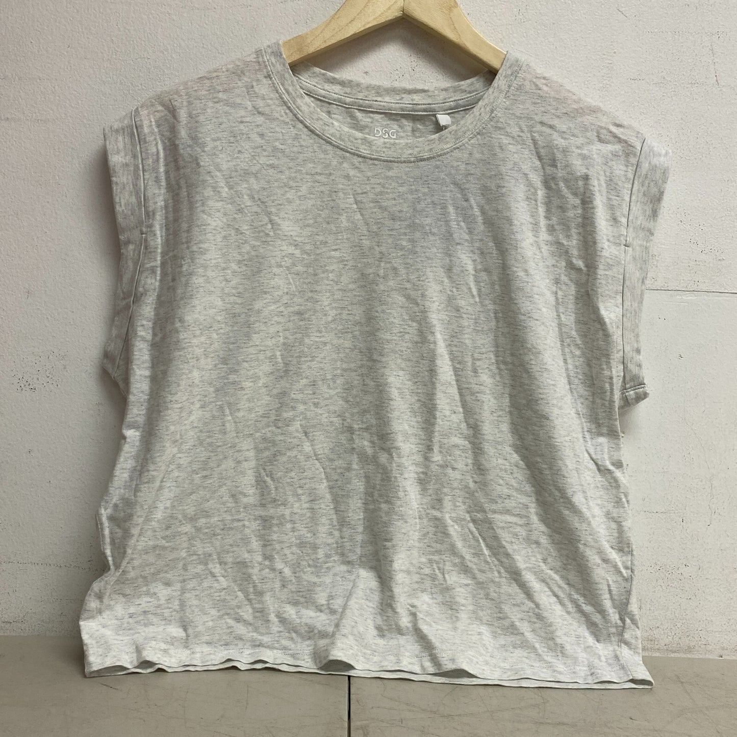 DSG Womens Cotton Fashion Tank Light Heather Grey Sleeveless Solid DAW23302H