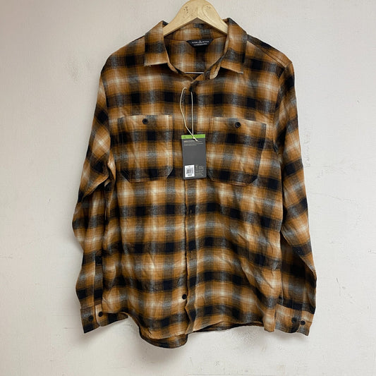ALPINE DESIGN MENS AD M BRUSHED FLANNEL LONG SLEEVE GOLD HICKORY  PLAID ADM23300