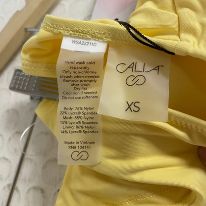 Calia Womenâs Long Line Bikini Top Golden Wheat Adjustable Swimwear WSA22211D