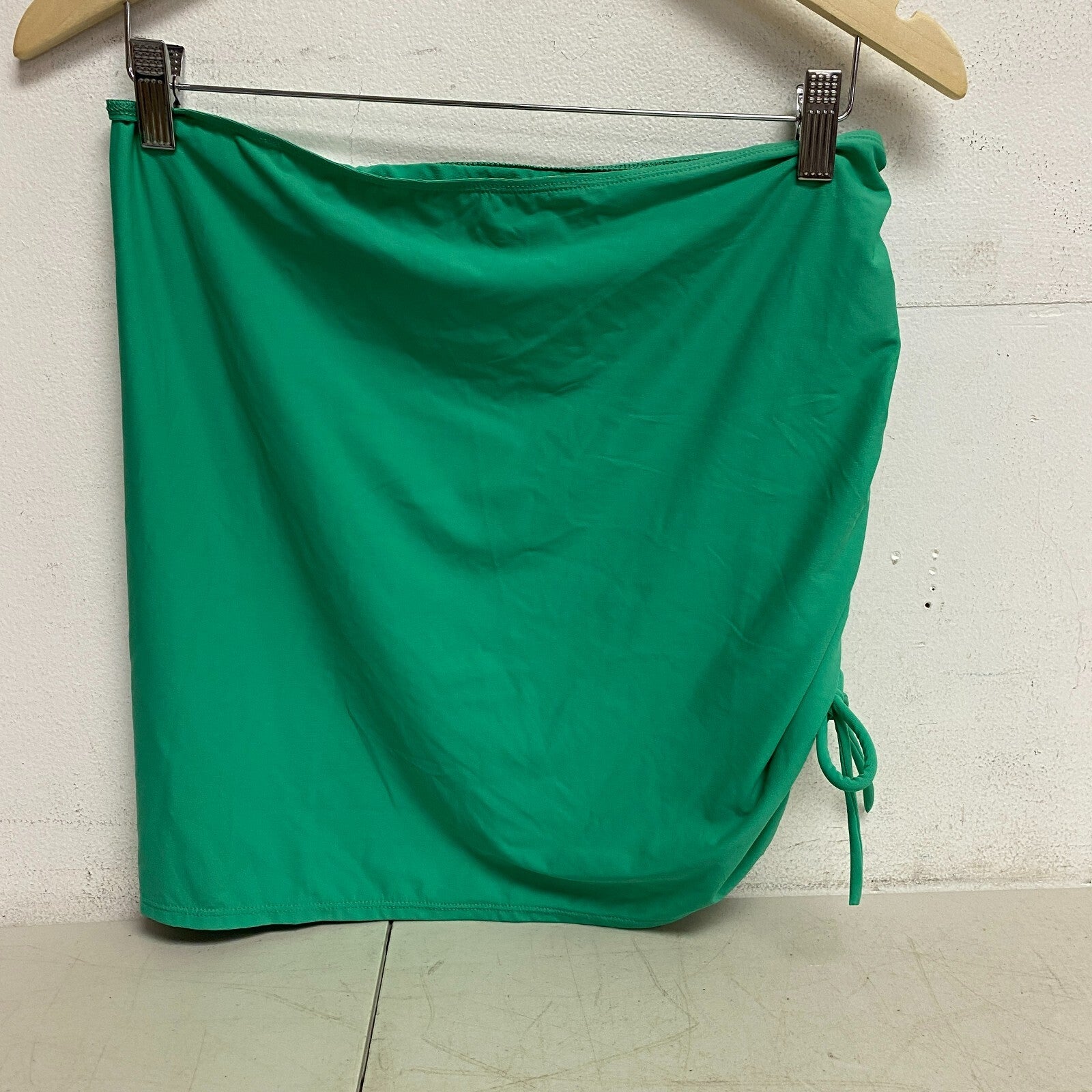 CALIA Women's Ruched Drawstring High Rise Swim Skirt Green Glow WSA23506 Trendy
