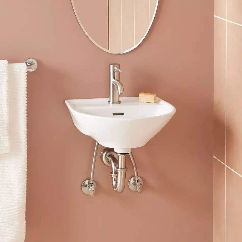 Signature Hardware Lanken Mini Porcelain Wall Mount Sink 4'' Centers