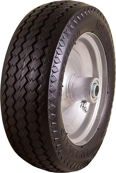 MARATHON Flat-Free Tire & Wheel 4.10/3.50-4" Solid Rubber Hand Truck Cart Wagon