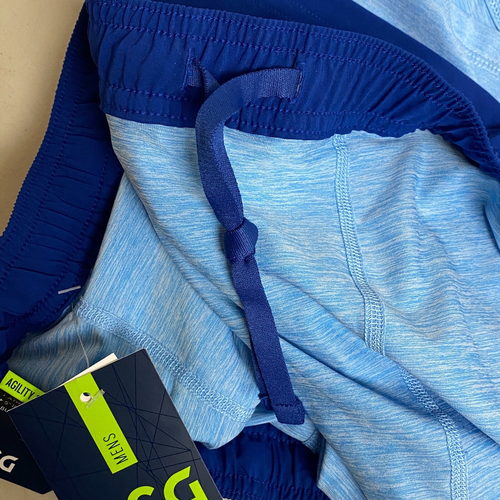 DSG Mens 2-in-1 Agility Short Electric Navy/BT Cerulean DAM13107HL BRAND NEW