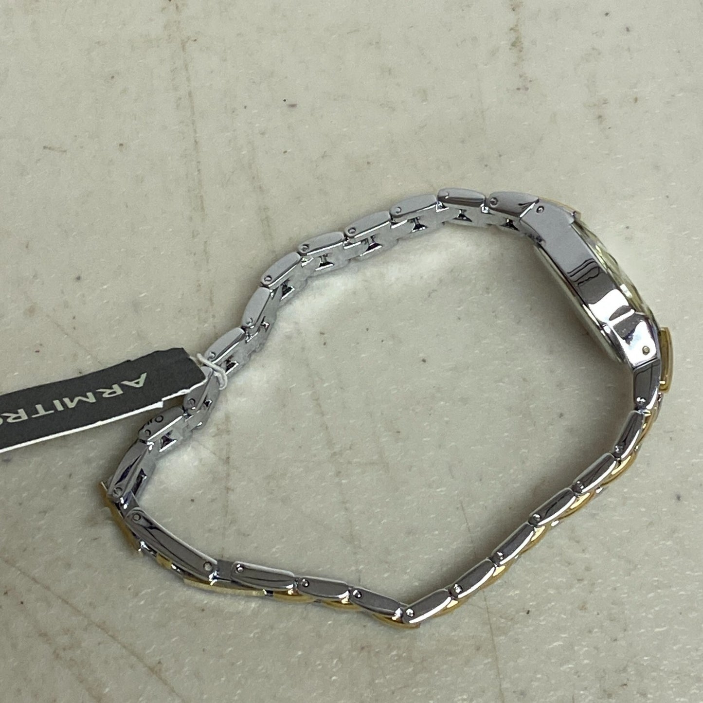Armitron Watch Women Gold Silver Two Tone Faceted Bezel New Battery 6.5" J1134