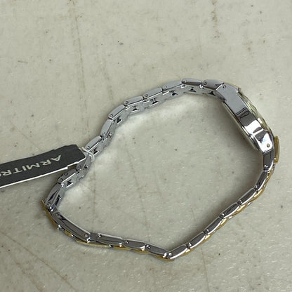 Armitron Watch Women Gold Silver Two Tone Faceted Bezel New Battery 6.5" J1134