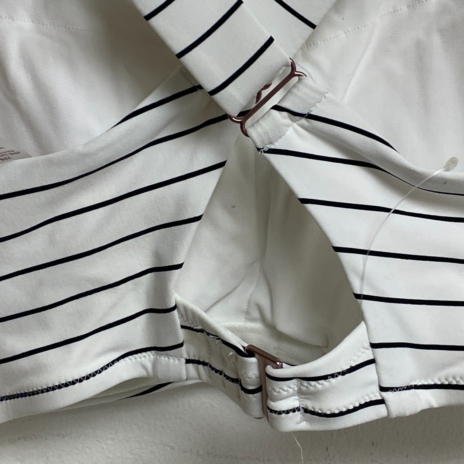 Calia Women's High Rise High Neck Power Sculpt Top Stripe White WSA22213PRT New!
