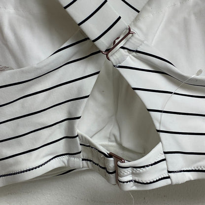 Calia Women's High Rise High Neck Power Sculpt Top Stripe White WSA22213PRT New!