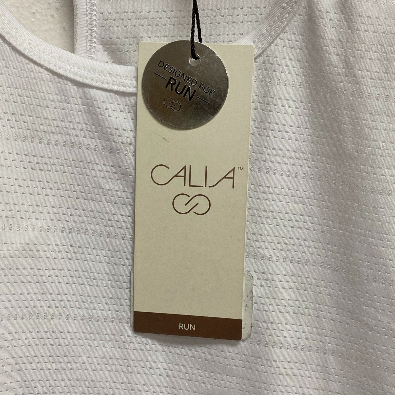 CALIA Women's Scoop Racer Tank Pure White Sleeveless Solid WAX11205XFS