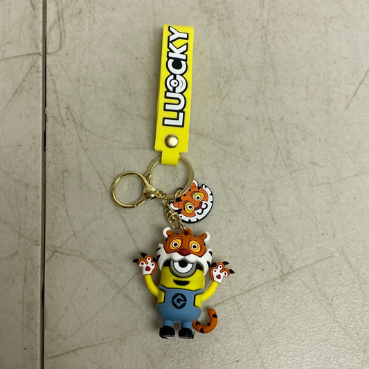 New Assorted Silicon 3D Minions Keycahin with Tiger Costume Minion Accessory