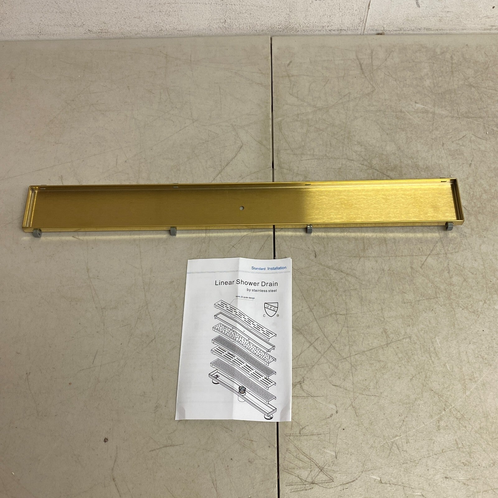 Signature Hardware 24" Cohen Linear Tile-In Shower Drain - Polished Brass