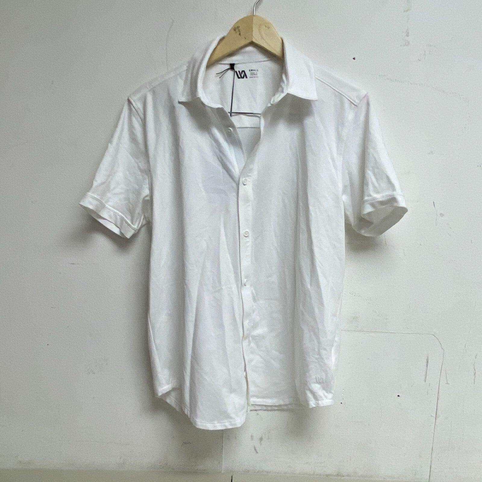 VRST Men's Short Sleeve Button Down Smart Shirt Pure White MAX200333 New