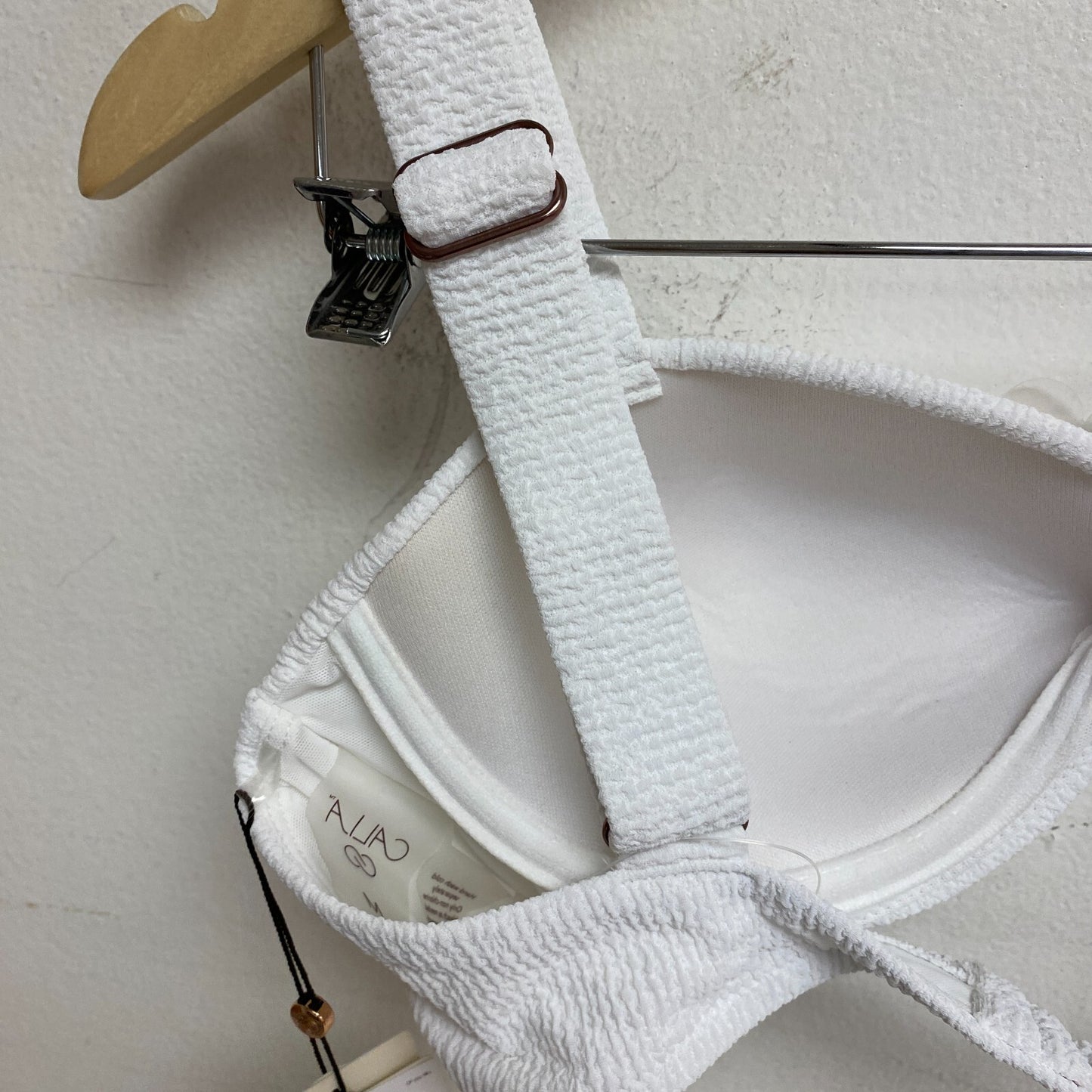 Calia Women's Swim Collection Knot Front Racerback Bikini Top White WSA23211N