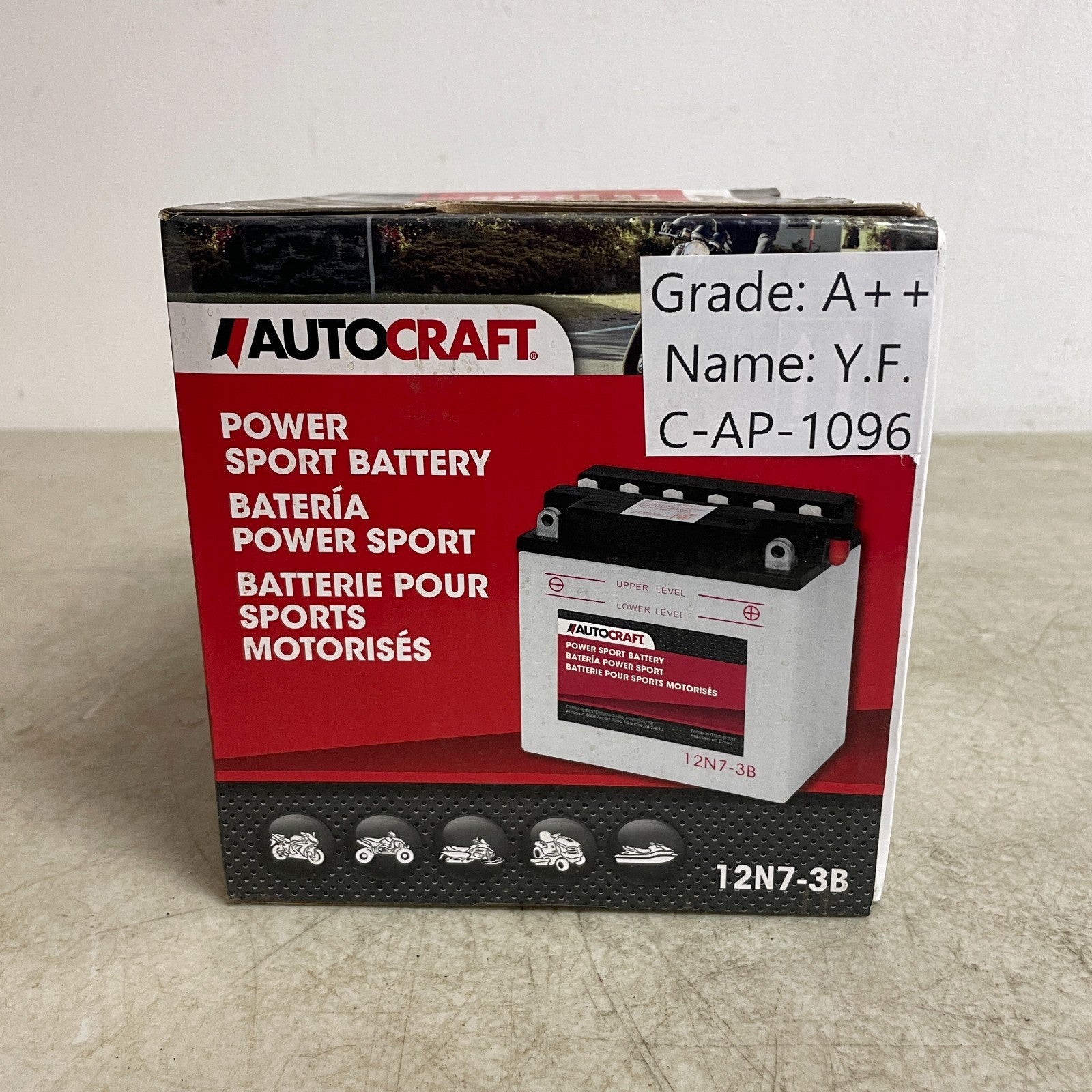 Autocraft 12N7-3B 12V 7Ah Powersport Battery Dry-Charged 70 CCA Motorcycle