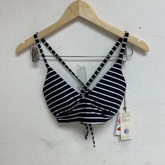 Calia Womens Triangle Strappy Tie Back Bikini Top Stripe Black/White WSA23201PRT