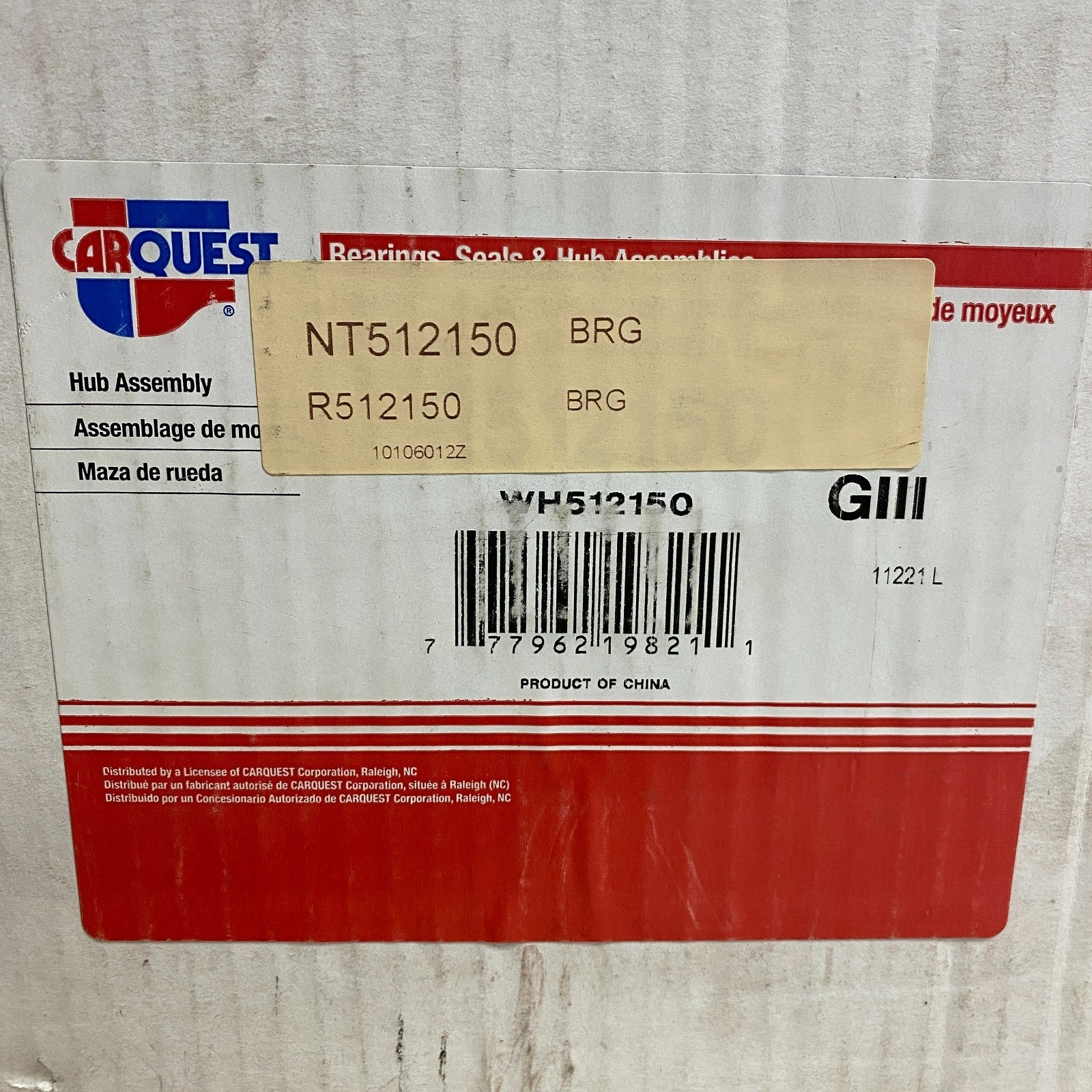 CARQUEST Drive Works Rear Wheel Hub Bearing Assembly Steel Model NT512150